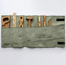 Handmade - Wooden Tool Set with Roll Up Case