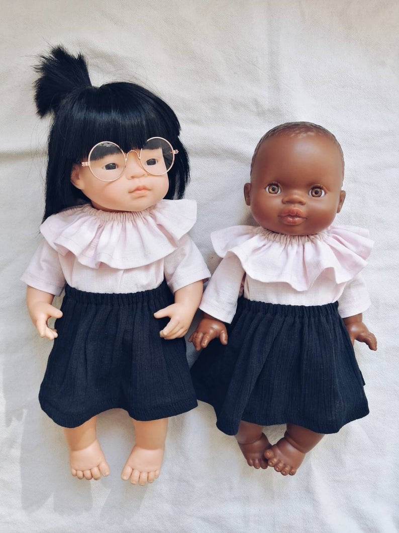 Doll Romper with Collar and Skirt- Medium ( Fits 30-38 cm dolls / 11-15 inch)