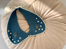 Blue Handmade Detachable Collar - Reversible and adjustable.