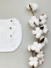 Baby Knitted Cable Jumper, Bloomers and Bonnet Set - White