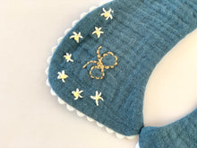 Blue Handmade Detachable Collar - Reversible and adjustable.