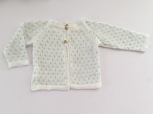 Baby Knitted Cardigan - White with Blue dots