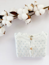 Baby Knitted Cardigan - White with Blue dots