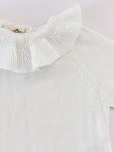 Knitted Jumper with frill collar - White