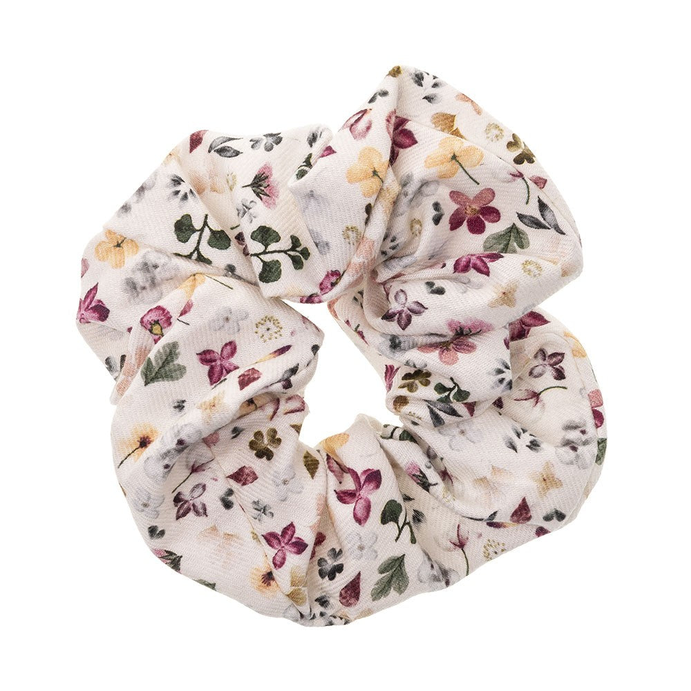 Cotton Floral Scrunchie - Ecru