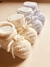 Adorable Unisex Knitted Baby Booties. Available in White and Ecru. Made in Spain with love.
