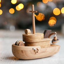 Cutest tugboat ever! The details are just amazing! This is not just a simple ship,it's a Tugboat, hours of fun!  We love that these beautifully designed and made toys are not only toys but make the most beautiful decor for kids’ rooms too!