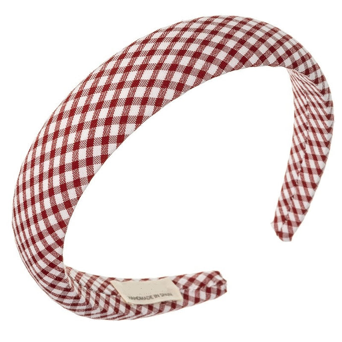 Gingham Padded Hairband- Red