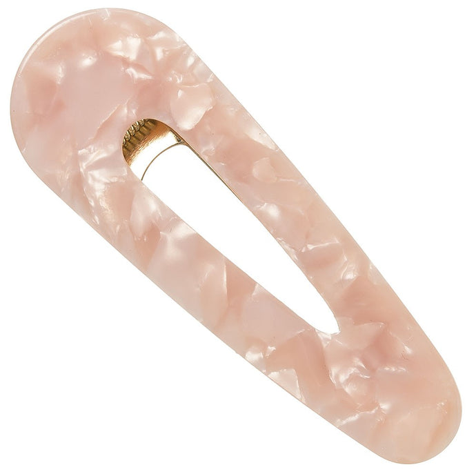Add a modern and luxurious touch to your look with these statement resin hair clips in a pearlescent powder pink marble finish. 