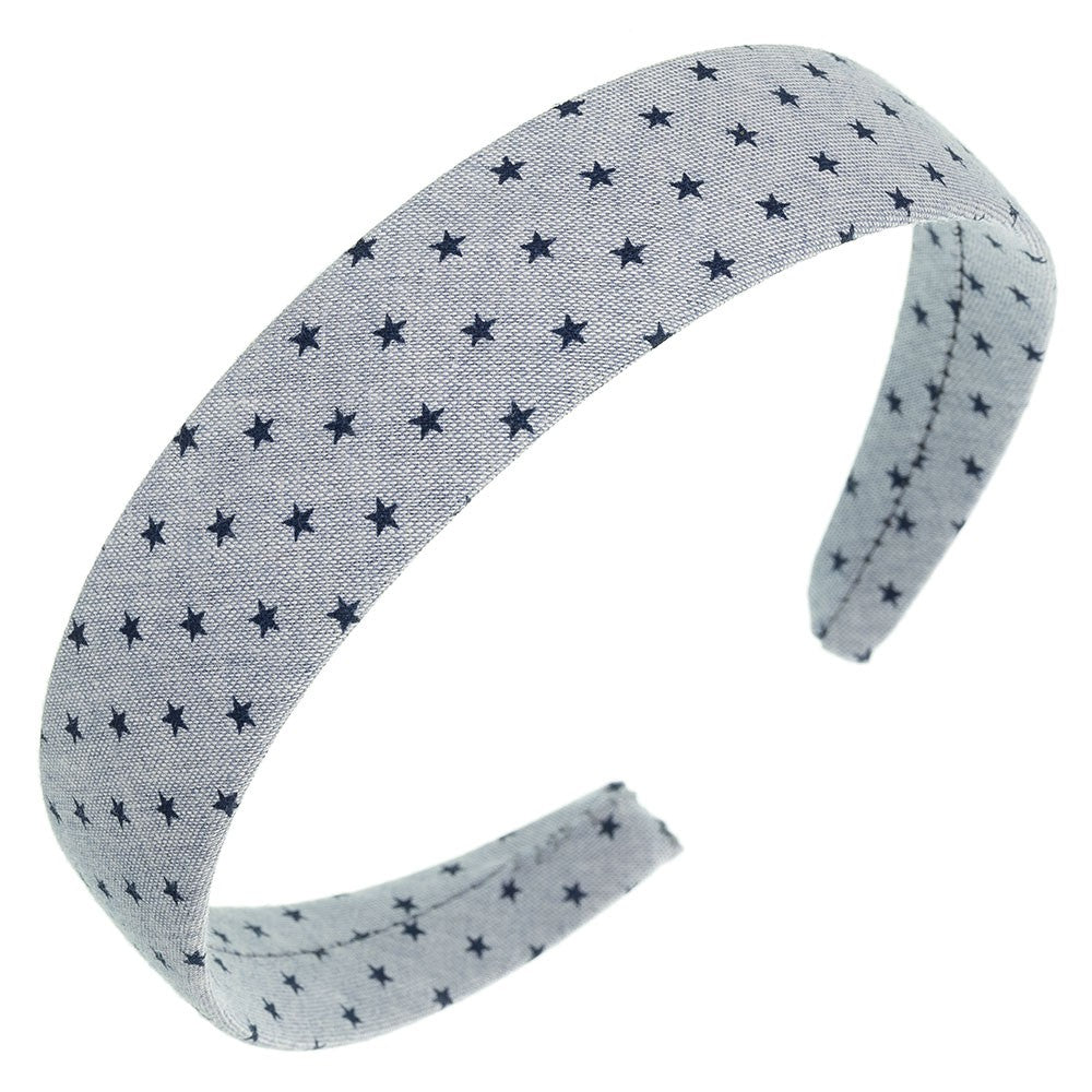 Wide headbands are so trend at the moment! Lovely tiny stars printed over light  Blue, will add the final touch to any outfit! Wholesale . Made in Spain