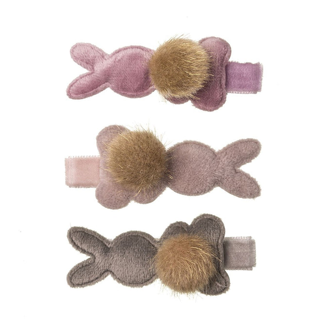 Bunny with Pompom Alligator Clip - 3 Colours.