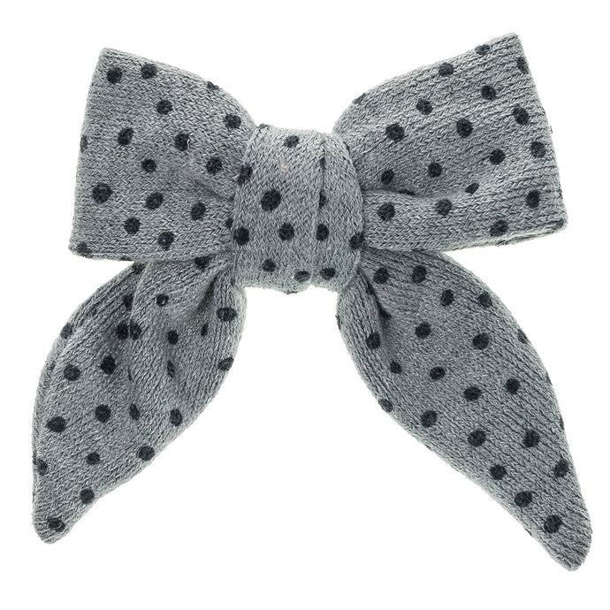 Polka Dot Long Tailed Bow - French Blue