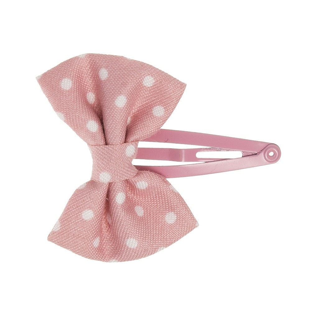 Snap Clip with silver polka dot fabric-  French Pink