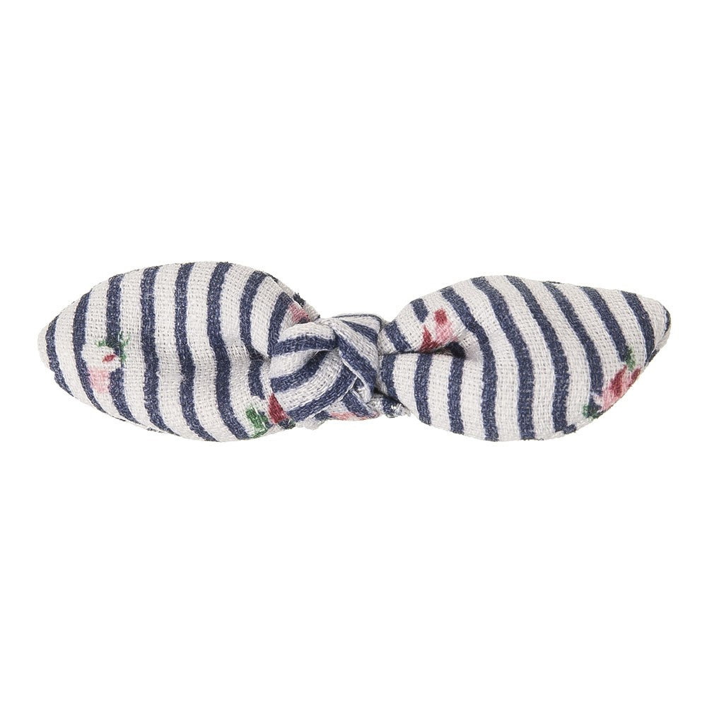 Floral and Stripe Bow - NAVY