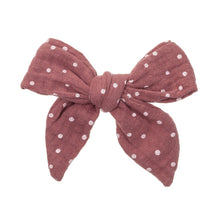 Linen Polka dot bow - 8 colours