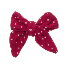 Linen Polka dot bow - 8 colours