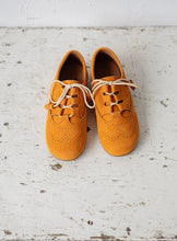 Beautiful smart-casual style lace-up brogue shoes. Made with an adorable mustard colour suede with contrast cream laces and a lovely tassel detail. Olivia Ann Shoes.