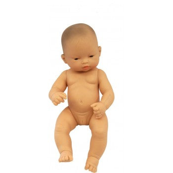 Stunning Miniland Doll - Asian Girl, 32 cm (UNDRESSED) These anatomically correct dolls are vanilla scented to smell like a newly born baby. They have superbly designed facial features, stitched-on hair, and articulated arms, legs and neck / head. 