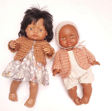 Doll Knitted BONNET Cream - M / L ( Fits 32 - 38 cm dolls / 13-15 inch)