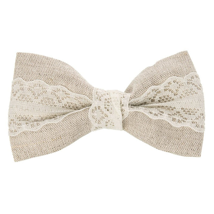 Natural Linen and Lace Large bow