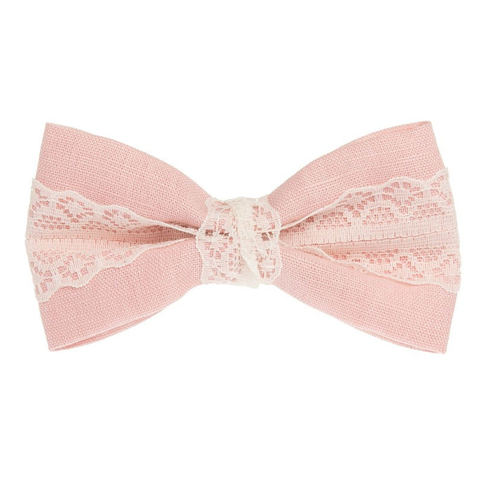 Blush Pink Linen and Lace Large bow