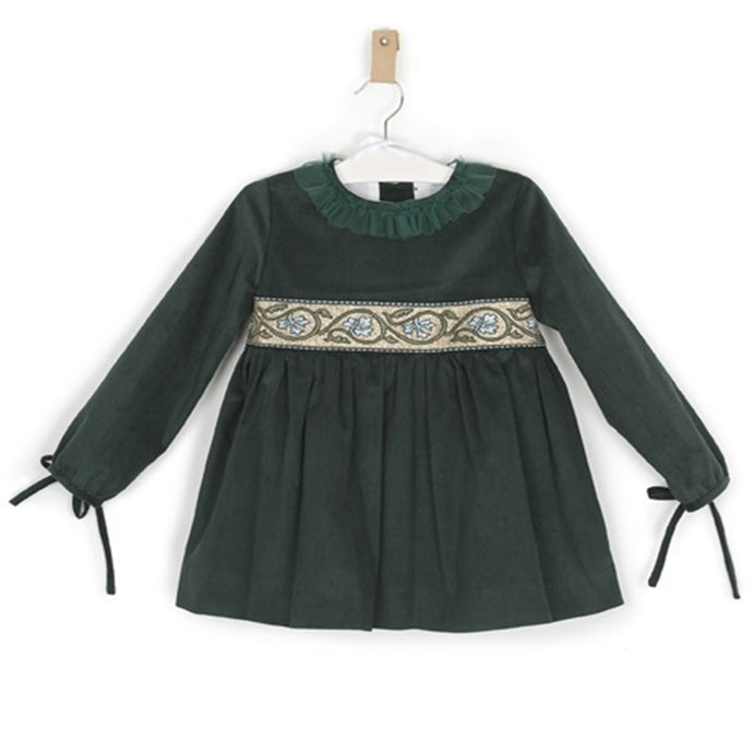 Dress in Bottle Green Corduroy- SALE 50% OFF / SIZE 6