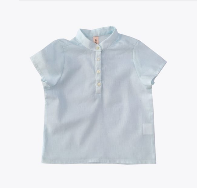 Shirt Mandarin Collar - Mint Stripes
