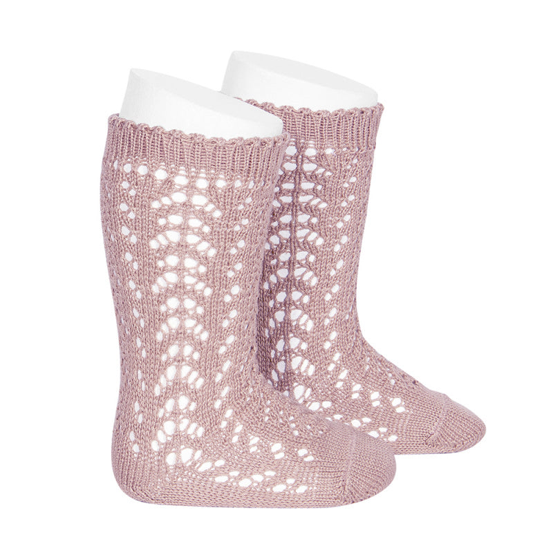 Perle openwork knee high socks. Treat your children's feet to soft and comfy long socks with side openwork, they are stunning! Beautiful openwork detail. condor