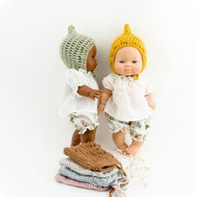 Doll Crochet Pixie BONNET MUSTARD - Large ( Fits 34-40 cm dolls / 13-15 inch)