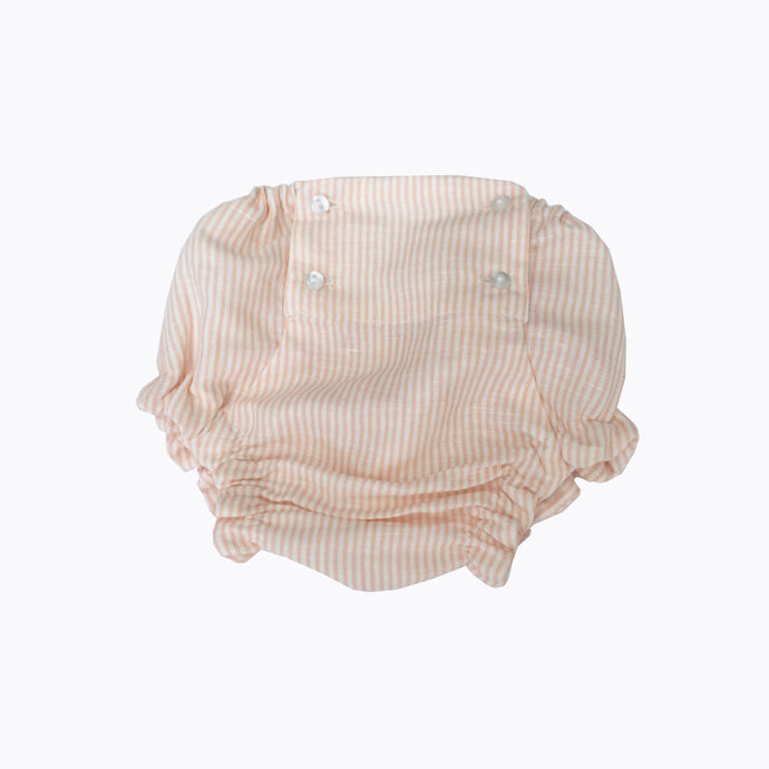 Adorable vintage inspired unisex bloomers with peach colour stripes.