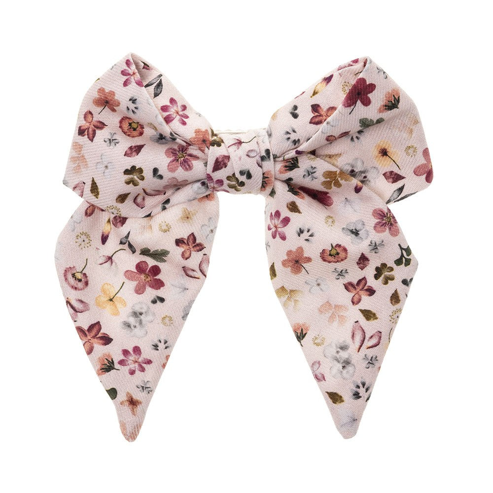 Floral Cotton bow - Pale pink