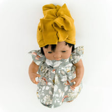 Make your little girls day with this divine autumn floral doll's outfit today. Our dolls clothing is super adorable and of amazing quality, will absolutely melt your heart. Gorgeous handmade turban and dress, beautiful quality and fabric is divine, so well made! Miniland doll dress turban outfit clothes. Paola Reina. Olivia Ann kids