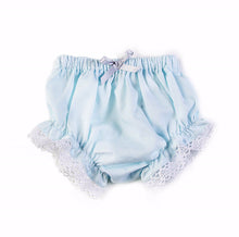 Bloomers with blue stripes and lace detail
