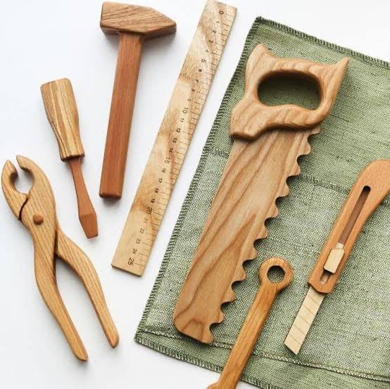 Handmade Wooden Tool Set with Roll Up Case – Olivia Ann Kids