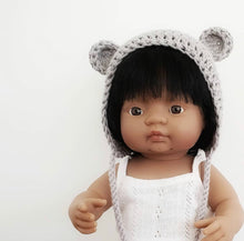 Doll Bear Ear Hand Knitted Beanie - Grey