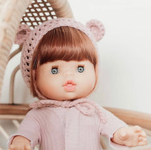 Doll Bear Ear Hand Knitted Beanie - Pink