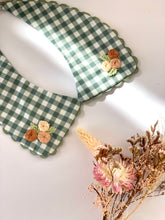 Green Gingham Detachable Collar - Reversible and adjustable.
