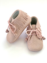 OLIVIA ANN Tassel Moccasin Pram Boots - Pink Sparkle