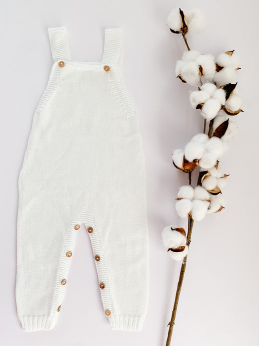 Baby Knitted Jumpsuit - White