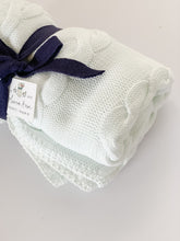 Organic Cotton Thick Cable Knit Baby Blanket - White
