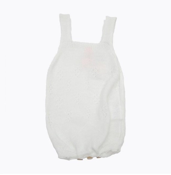 Knitted Perle Romper in White