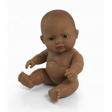 Stunning Miniland Doll - Latin American Baby Girl , 21 cm (UNDRESSED)These anatomically correct dolls are vanilla scented to smell like a newly born baby. They have superbly designed facial features, stitched-on hair, and articulated arms, legs and neck / head.