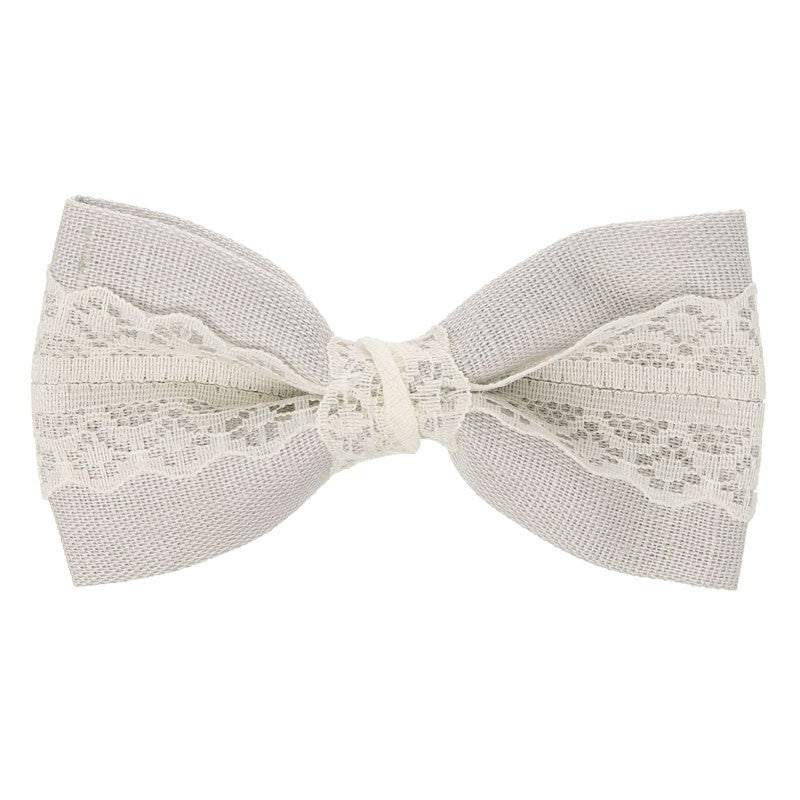 Light Grey Linen and Lace Large bow