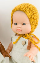 Doll Knitted BONNET Mustard - M / L ( Fits 32 - 38 cm dolls / 13-15 inch)