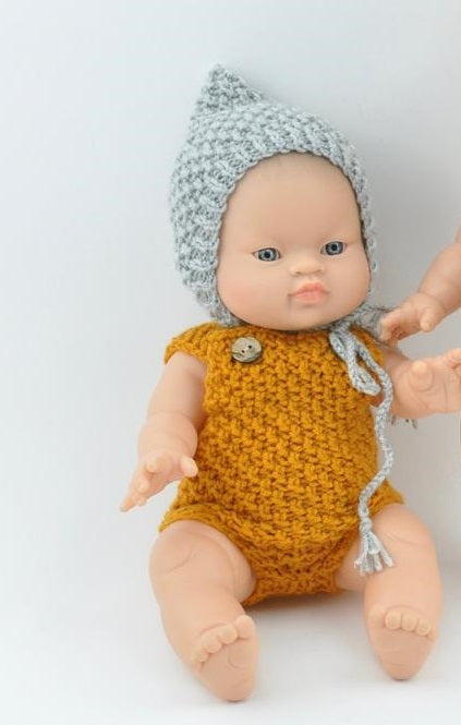 Doll Knitted ROMPER  - MUSTARD ( Fits 34 - 40 cm dolls / 13-15 inch)
