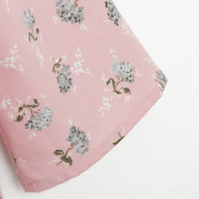 Pink Blouse with Flower Print and Grey Bow
