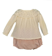 Delicate and feminine Plumeti Blouse, a thin cotton fabric voile type with embroidered polka dots.