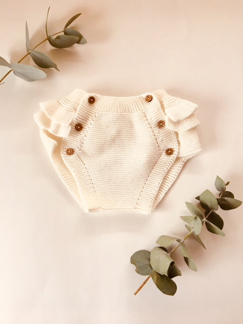 Frill knitted Cotton Bloomers- ECRU – Olivia Ann Kids