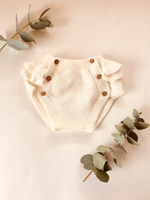 Frill knitted Cotton Bloomers- ECRU