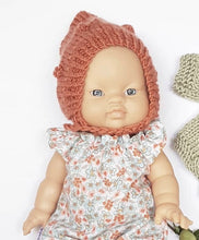 Doll Knitted Pixie Popcorn BONNET Rust - M / L  (Fits 34 - 40 cm dolls / 13-15 inch)